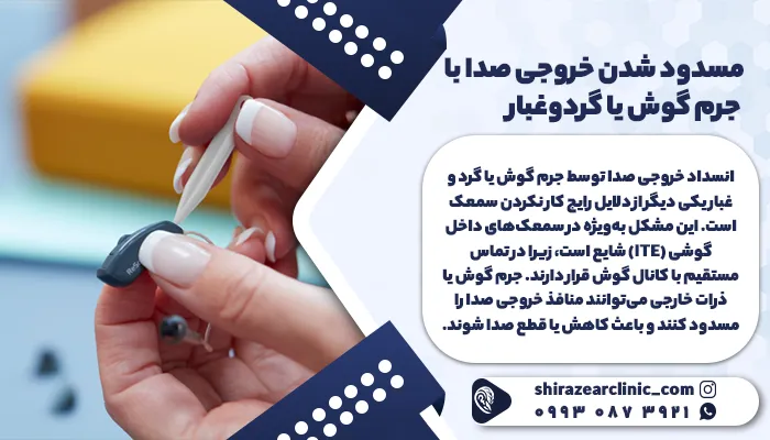 مسدود شدن خروجی صدا با جرم گوش یا گردوغبار